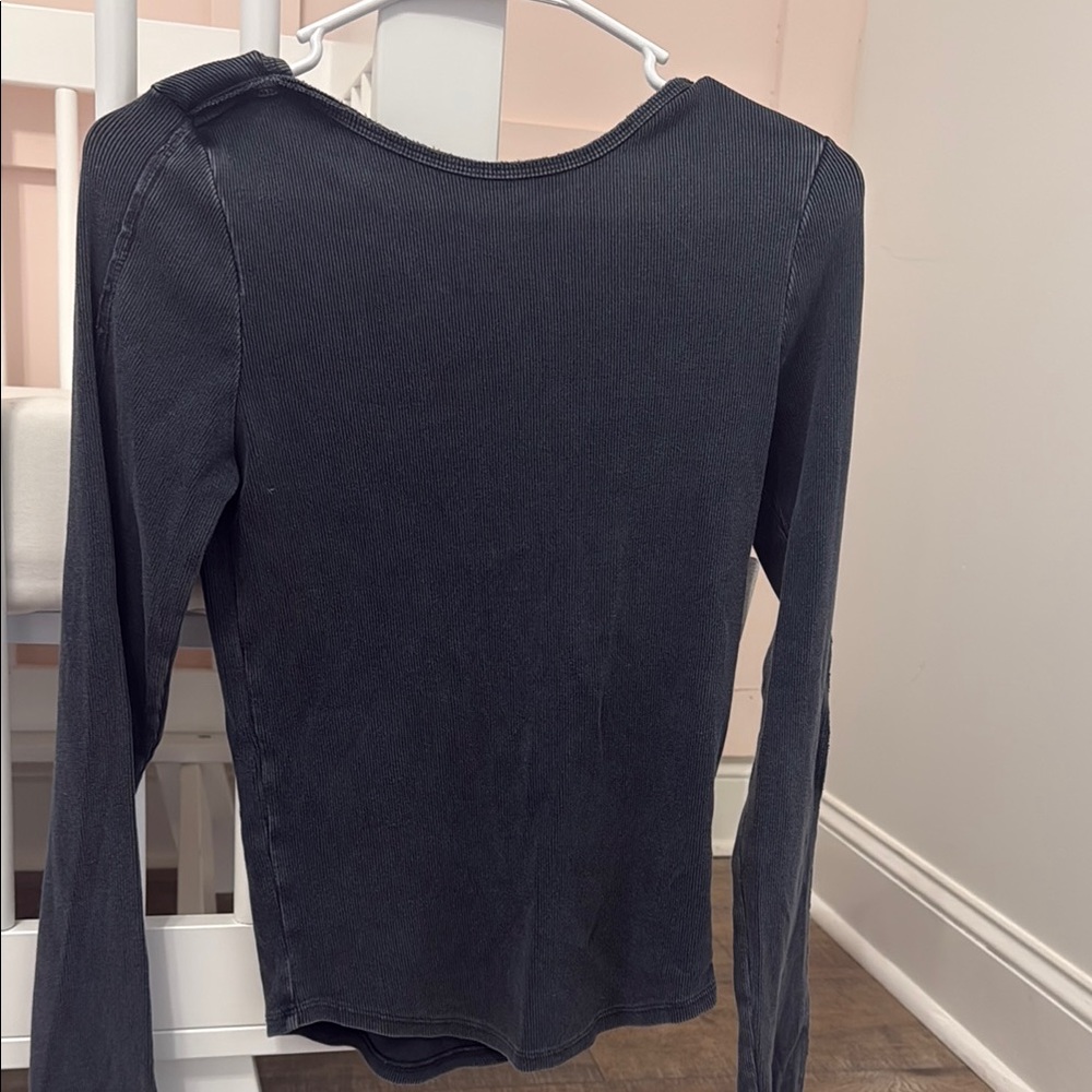 We the Free Black Fitted Long Sleeve Tee